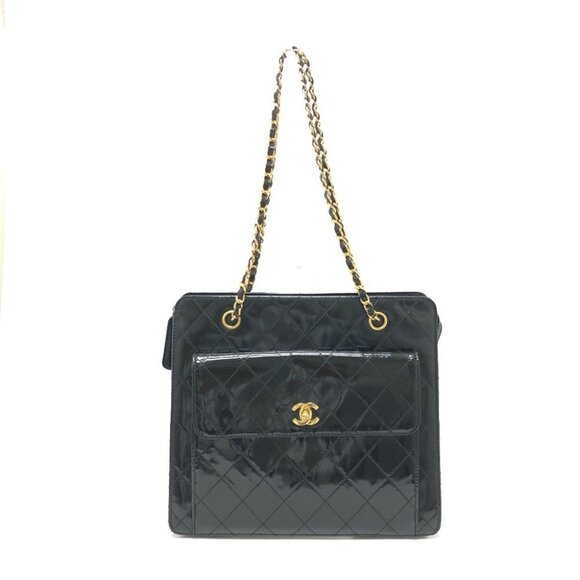 CHANEL Matelasse CC Mark Chain bag Shoulder Bag enamel Black/GoldHardware - Picture 1 of 14